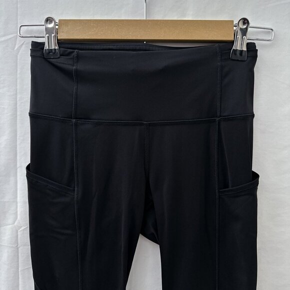 Lululemon Wunder Under Workout Crop Leggings Side Pockets Mid-Rise Black Women 4 - Picture 12 of 12